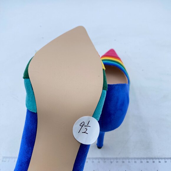 FOWT Rainbow High Heel Pointed Toe Pump Slip-on Rainbow Shoes for Dress Party - Picture 6 of 8